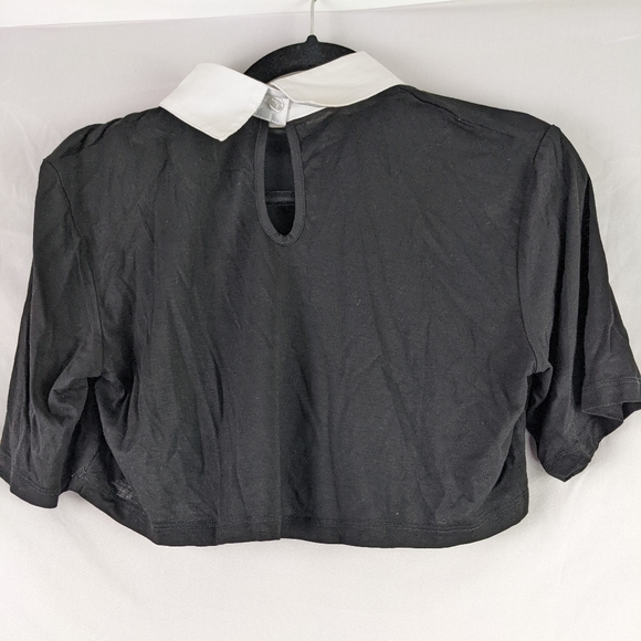 NWT, DE PHILO CROP TOP BLOUSE WITH WHITE COLLAR SIZE SMALL. - Picture 6 of 8